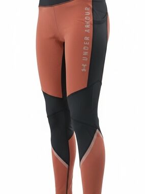 Under Armour ColdGear Women's XS Black/Orange Colorblock Compression Leggings
